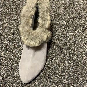 Gray winter fur booties